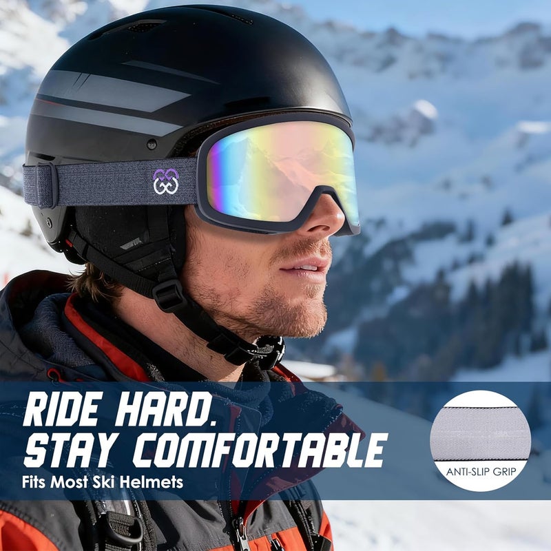 Golight Low Bridge Fit Ski Goggles – Asian Fit, Anti-Fog Double Lens, UV400 REVO Lens, Triple-Layer Foam for All-Day Skiing - Image 2